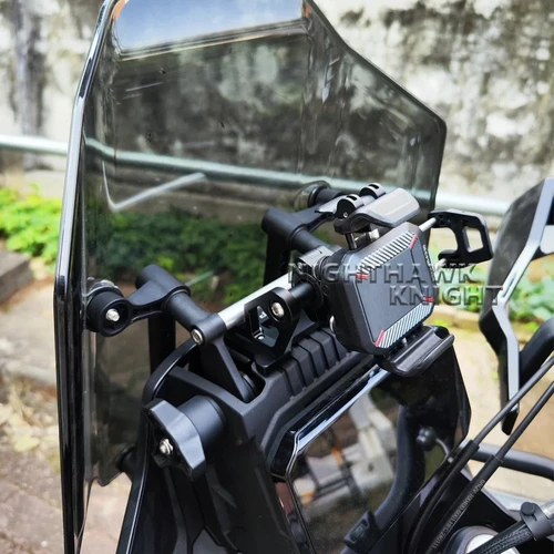 Imagen 2 del producto Para CFMOTO 450MT 450 MT 450 2024 motocicleta CNC aluminio GPS soporte de teléfono soporte de navegación nuevo soporte de extensión negro 12mm/22mm