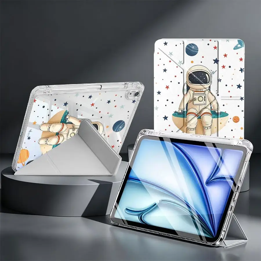 Cute Astronaut Tablet Case For iPad Pro 13 2025 2026 11th Air 8 M2 M3 3 9th 12th Mini 7 6 5 10th Gen With Pen Slot Cover