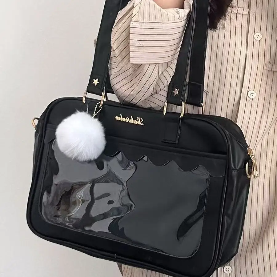 

Japanese Shoulder Bag For Women PU Leather Itabag Transparent Bag JK Tote Bag Handbags Preppy Bag ita bag Crossbody Bag