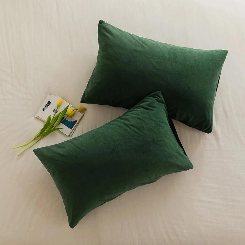 Cozy Velvet Throw Pillow Cover,Green Solid Home Decorative Square Cushion Case for Sofa Bedroom Car, 30x50cm Pillowcase