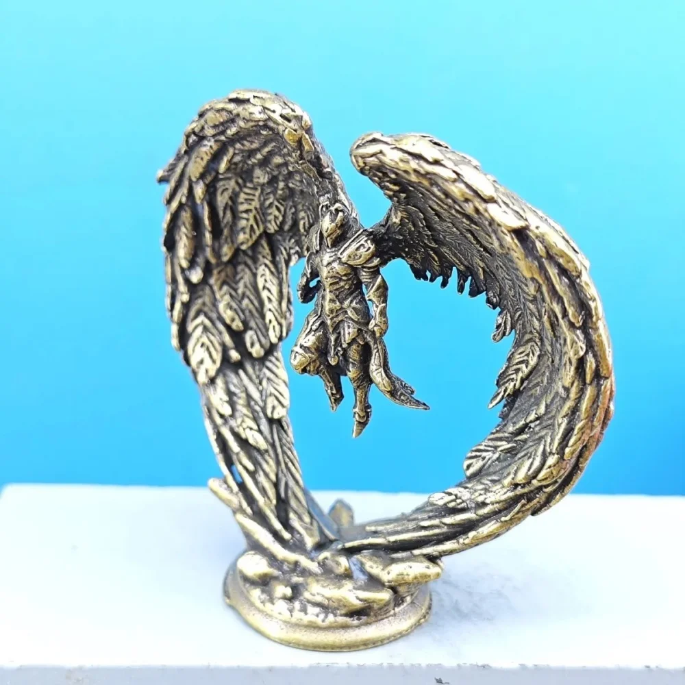 Brass Winged Warrior Mini Figurine Medieval Angel Statue Tabletop Wargame Diorama Desktop Decor Collectible Ornament Gift view 6