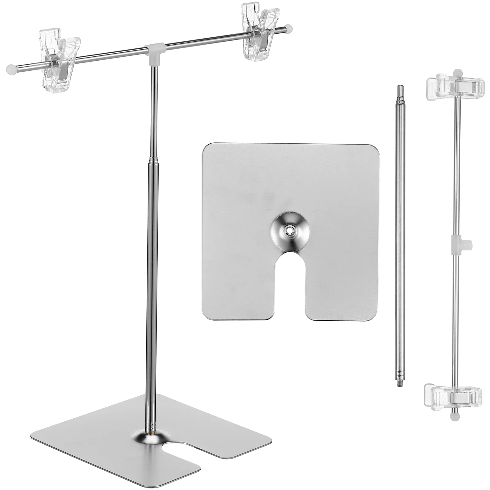 2 Pcs Vertical Stainless Steel Poster Stand Desktop Rotating Display Banner Holder