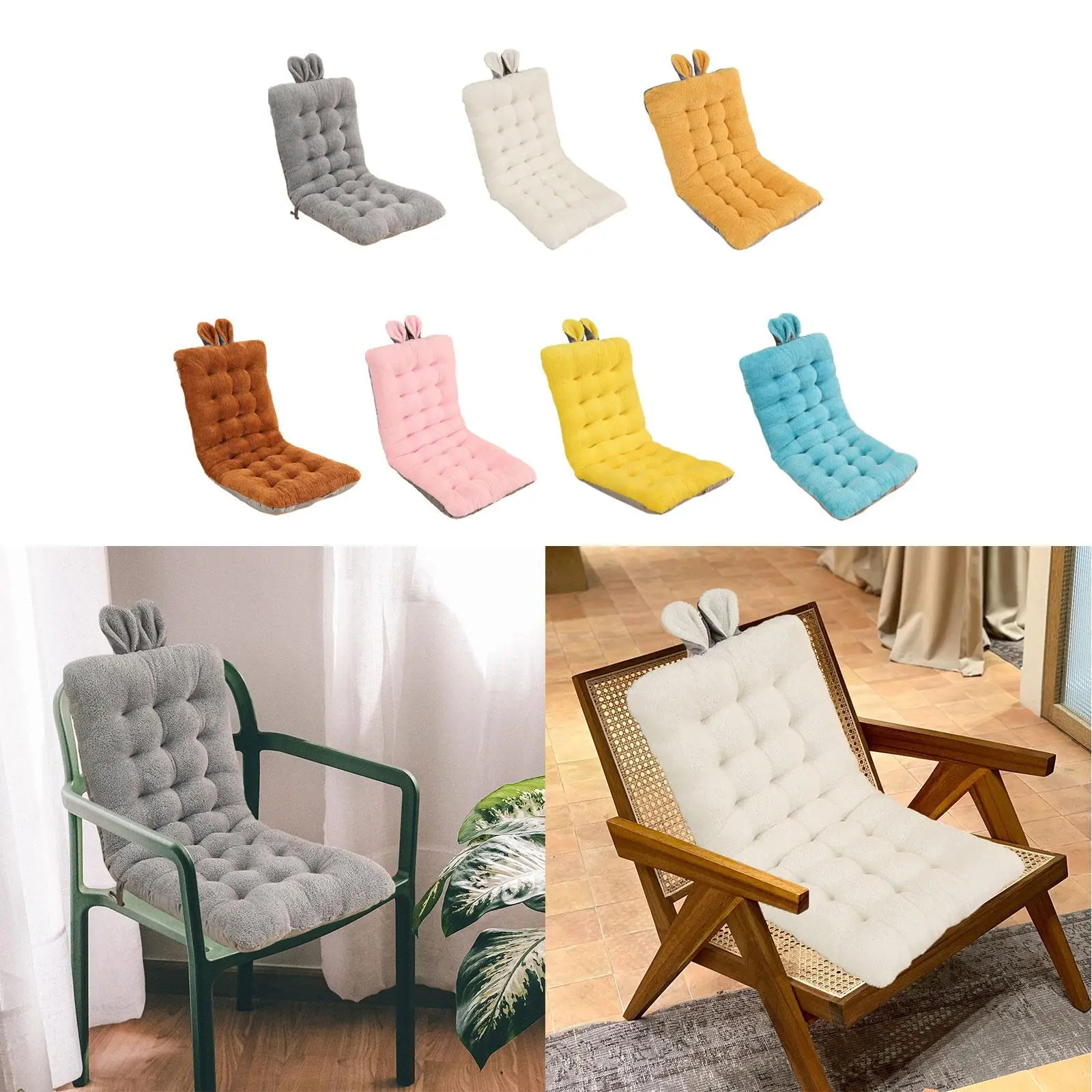 Office Chair Cushion Plush Soft Chair Mat Chair Seat Pad Back Cushion with Ties for Bedroom Living Room Dorm Apartment Patio