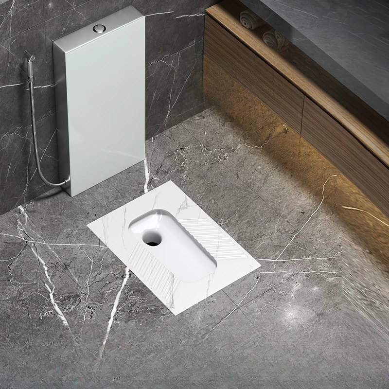 Anti-slip striped rock slab squatting toilet squatting toilet squatting pit floor flush tank complete set