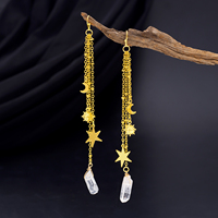 Sun Goddess Quartz Charm Earrings Star Moon Crystal Bohemian Hippie Celestial Earrings Witch Metaphysical Jewelry