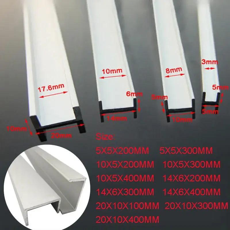 2~5Pc Length 100~400mm  Aluminum Alloy U-shaped Slot Rail Slot 5X5mm 5x10mm 14X6mm 20X10mm  DLY Aluminum Profile Fixed Card Slot