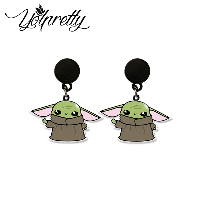 2024 New Fashion Cartoon Alien Baby Loves Frog Movies Animals Epoxy Handcraft Acrylic Drop Dangle Earrings