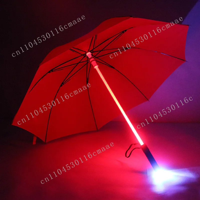 

LED Mid Stick Light Emitting Umbrella Rainbow Creative Light Fiber Straight Pole Umbrella Night Light Advertising Umbrella