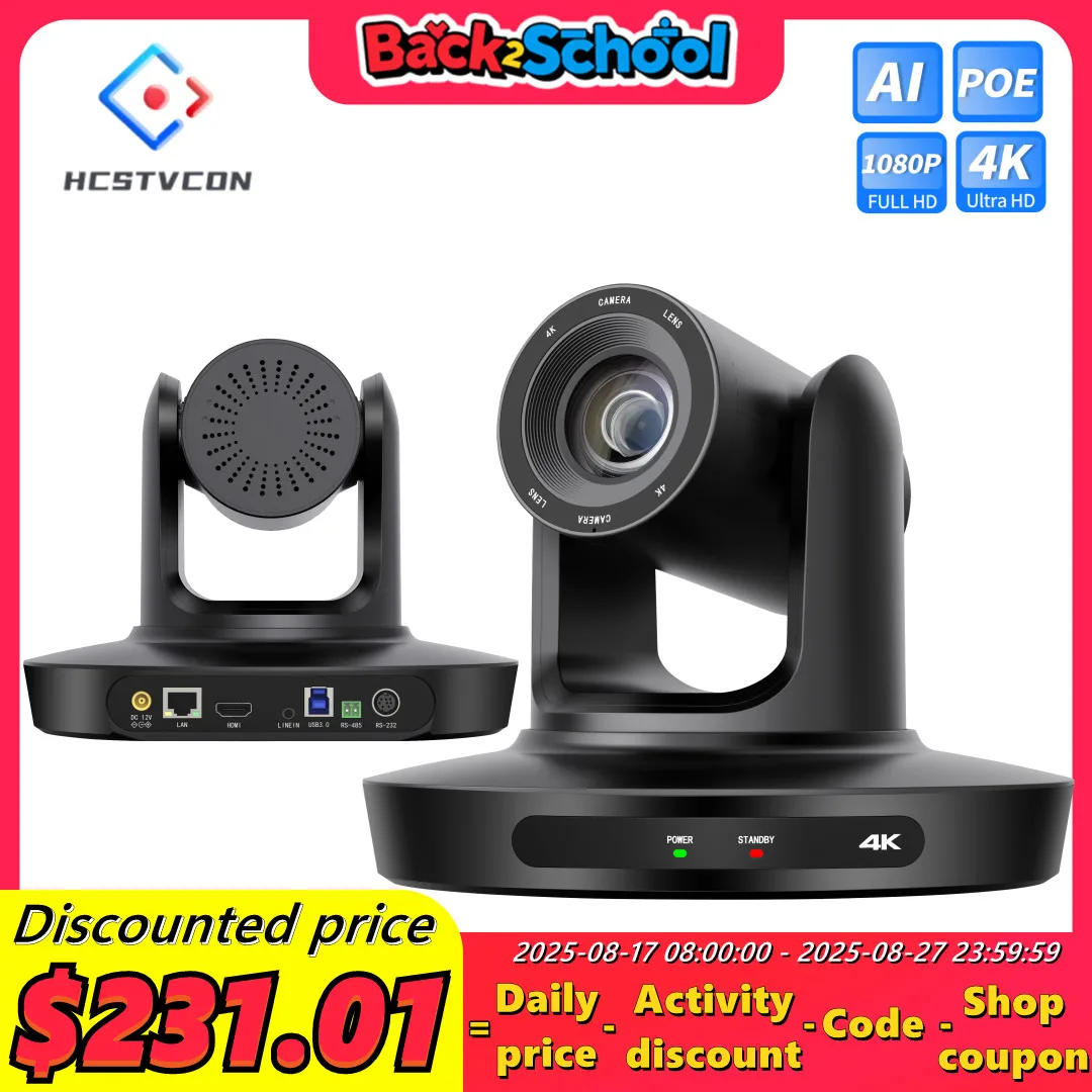 Telecamera PTZ per conferenze 4K 10/20X LAN POE USB3.0 HDMI per la trasmissione di riunioni di lavoro in Streaming Live in chiesa Youtube