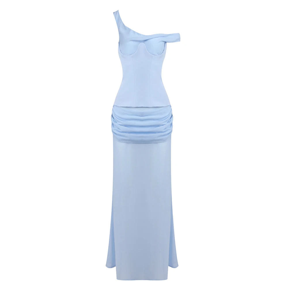 Elegante witte avondjurken met één schouder gedrapeerd ontwerp Formele evenementen voor dames Zomerjurk Mode Mouwloze trouwjurk
