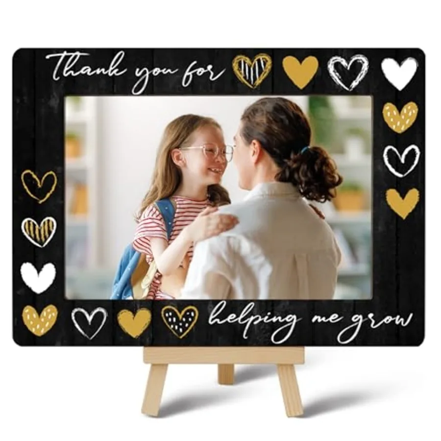 

Thank You for Helping Me Grow 4x6 Photo Frame, Small Wooden Photo Frame with Easel Stand, Teacher Appreciation Gifts for Table