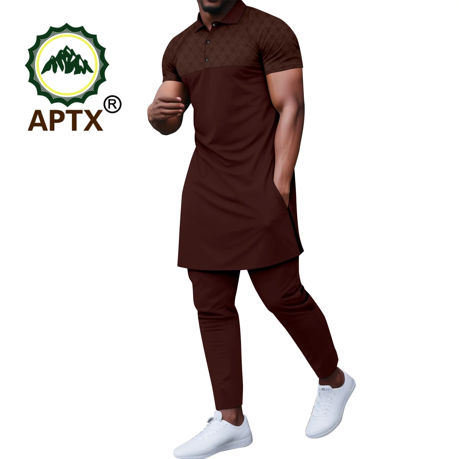 African Clothes for Men Suits Short Sleeve Shirt Pants 2 Piece Set Bazin Riche Formal Attire Wedding Church Occasion 2416010