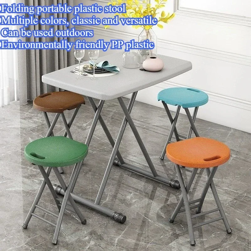 Portable small round stool plastic folding stool outdoor simple bench thickened plastic folding chair train stool wholesale