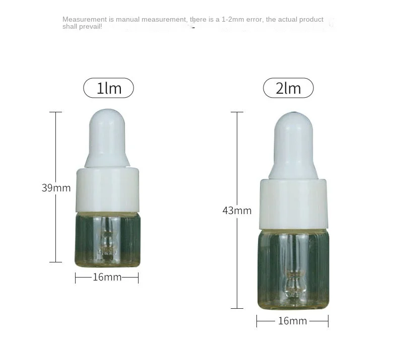 투명 유리 드롭핑 병, 미니 에센셜 오일 스포이드 병, 빈 여행 샘플 바이알, 블랙 캡, 1ml, 3ml, 5ml, 50, 100 개