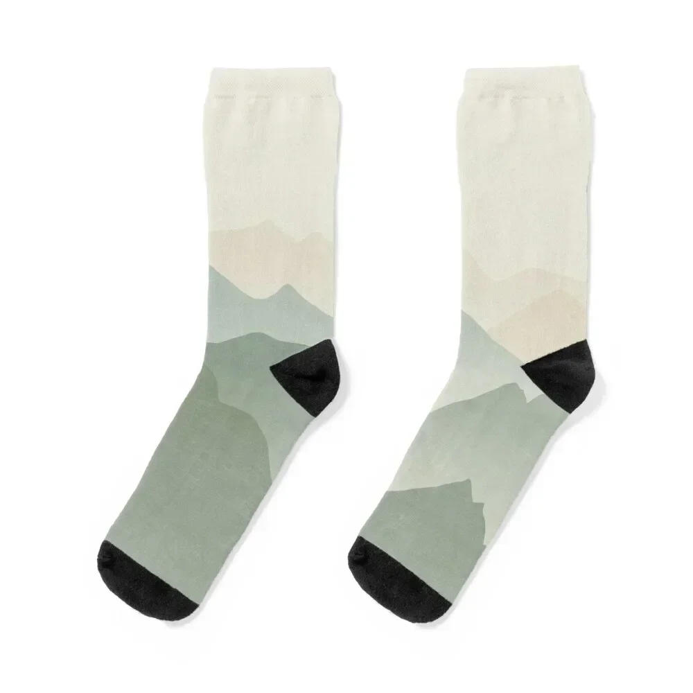

Mountain in Sage Green and Beige Socks japanese fashion colored hockey Christmas Socks Female Men's