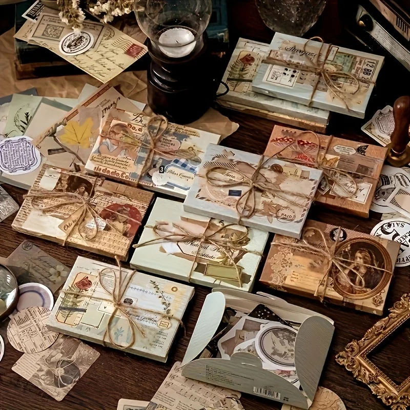 60 ชิ้น/แพ็ค Retro Vintage ตกแต่งสติกเกอร์สําหรับ Scrapbooking ป้ายไดอารี่เครื่องเขียนอัลบั้ม Vintage Plant Journal Planner