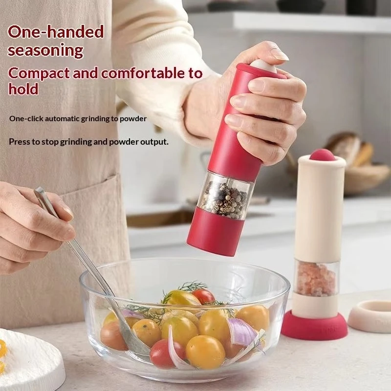 Electric Salt and Pepper Grinder Kitchen Seasoning Grinder Bottle High Quality White Red
