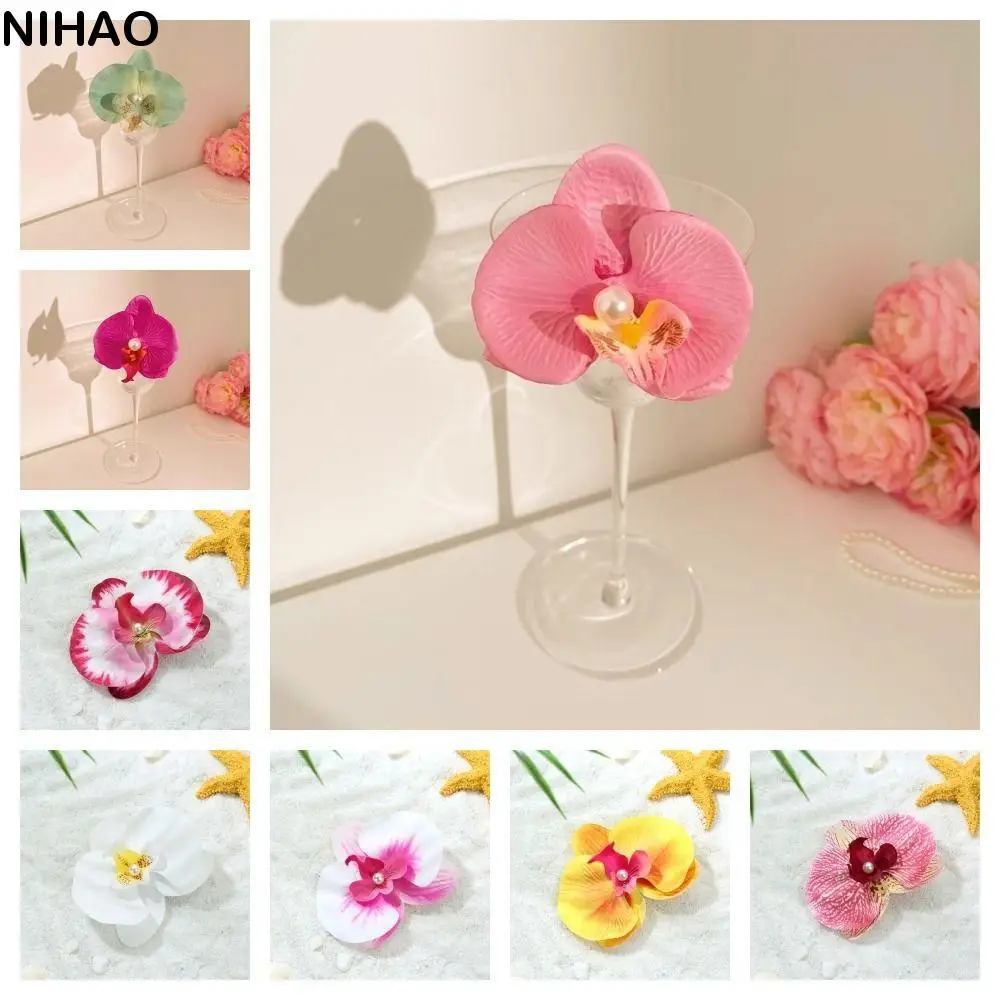 

Pearl Orchid Flower Hairpin Korean Style Butterfly Orchid Seaside Vacation Headwear Hair Accessories Sweet Duckbill Clip Female