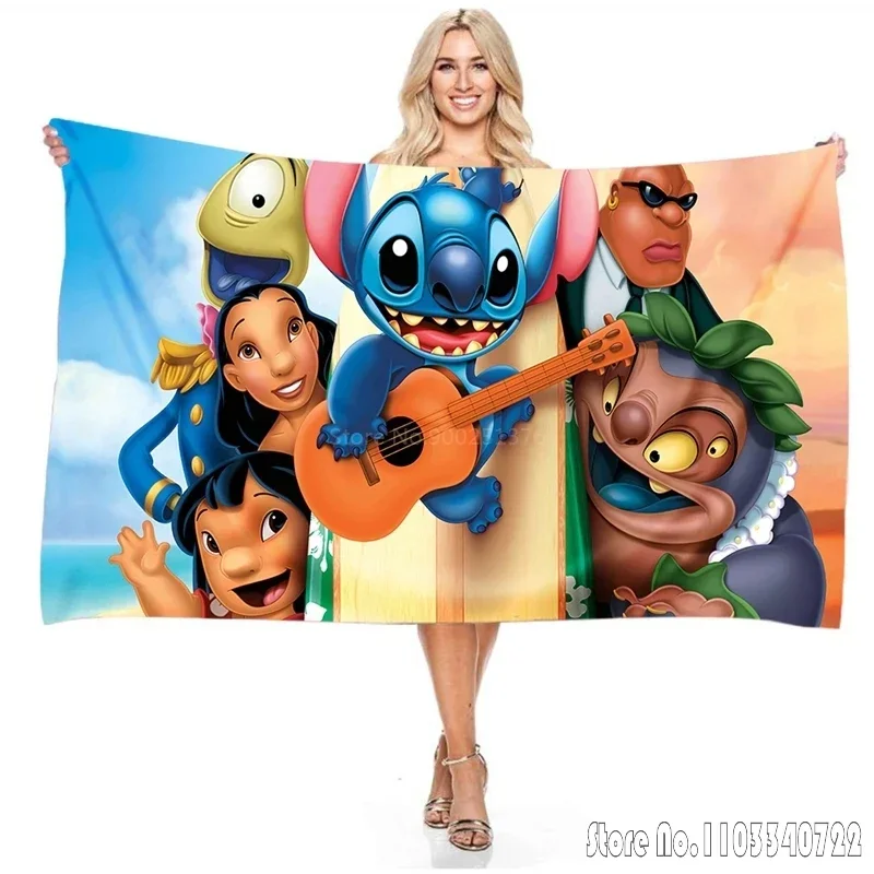  Stitch 3D Print Beach Bath Towels Microfiber Beach Swimming Towel Decor for Kids Gift 75x150cm