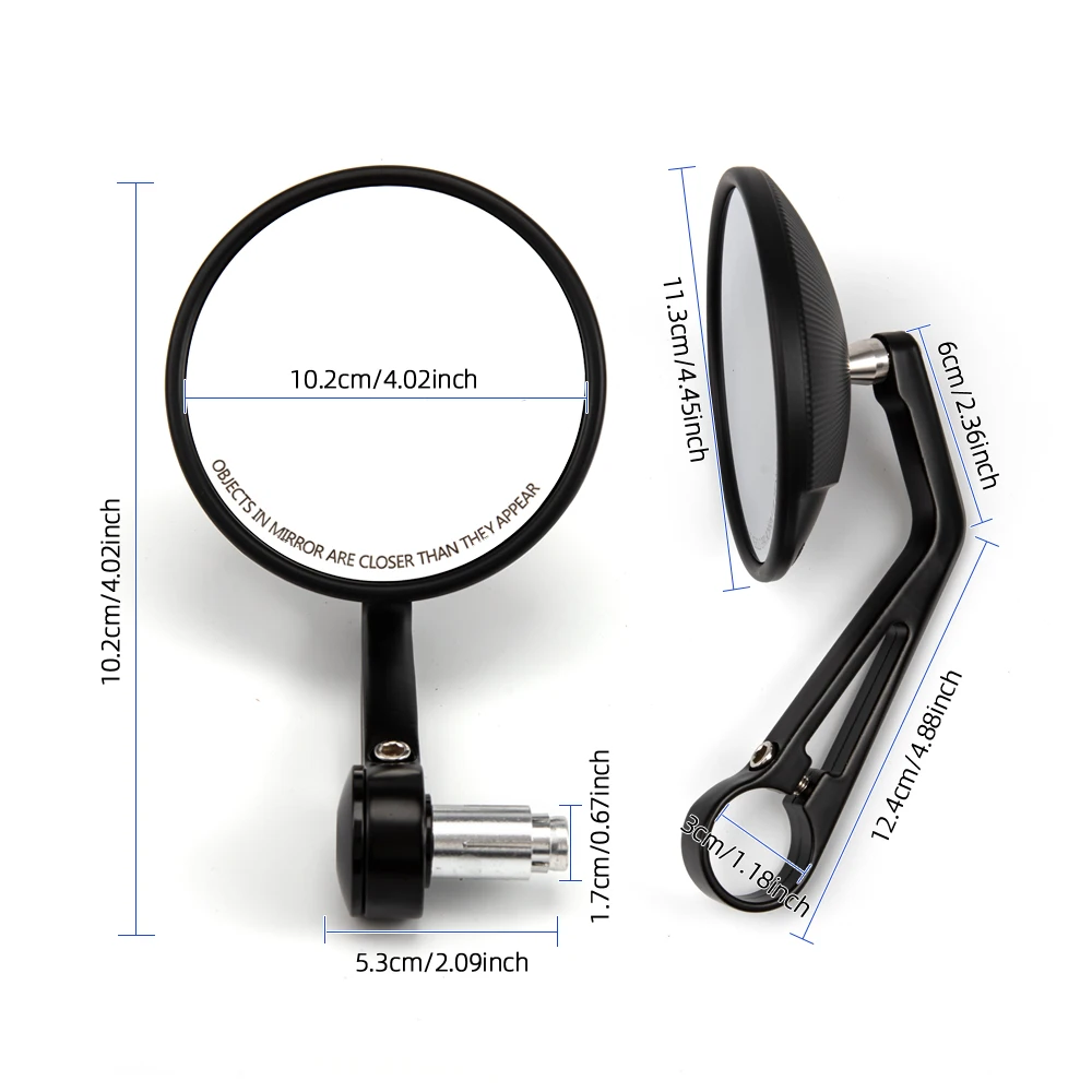 Evomosa Aluminum Round Mirror Motorcycle Accessories Rear View Side Mirror 7/8\'\' 22mm Handlebar Mirror Universal Cafe Racer