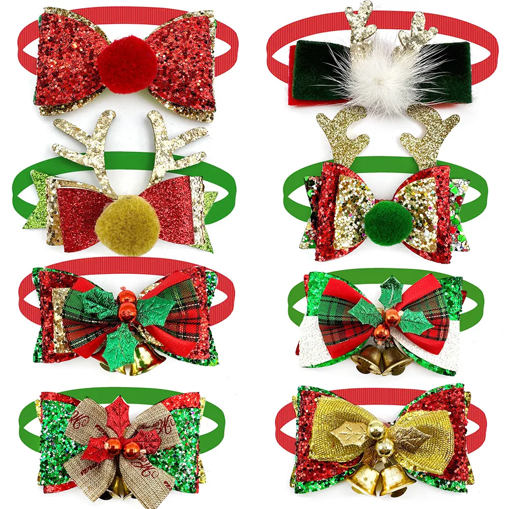 

50pcs Christmas Pet Dog Grooming Accessories Adjustable Dog Collar Ball Style Puppy Dog Collar Bow Tie Pet Necktie Pet Supplies