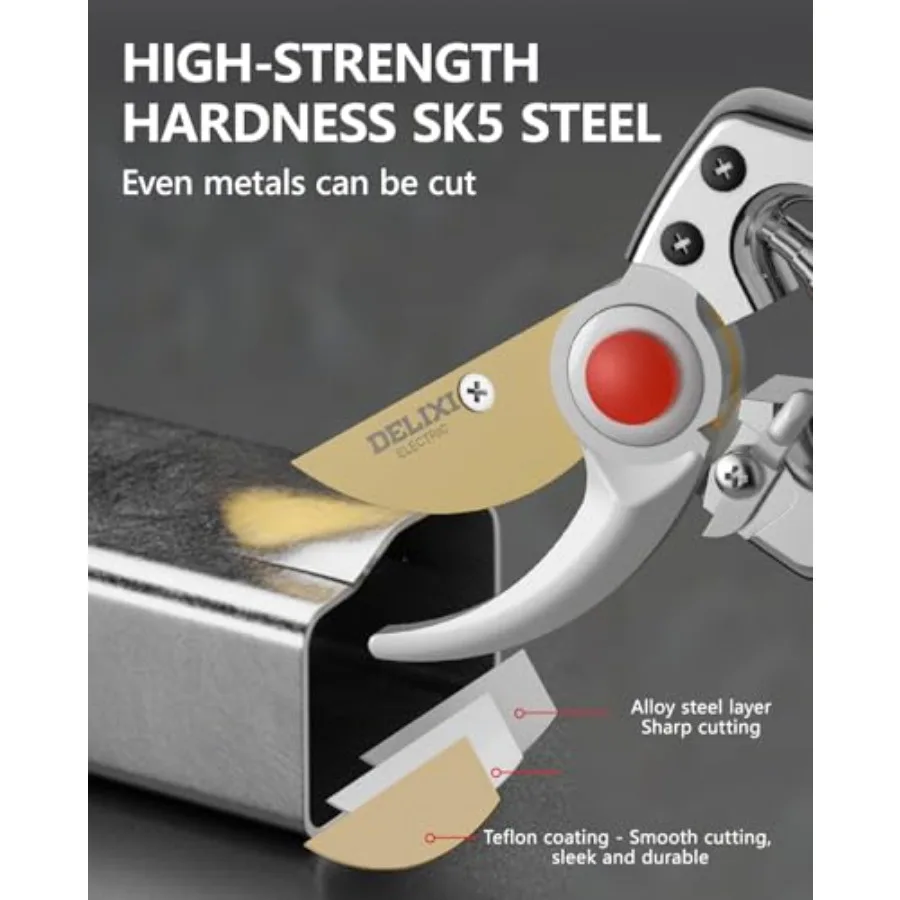 9.25 Tesouras de poda resistentes para jardineiros profissionais: design de desvio com lâmina revestida de teflon de aço SK5 para cortes suaves 1 C