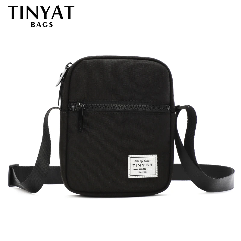 TINYAT Casual Chest Bag for Men, Solid Color Crossbody Sling Bag, Lightweight Mini Shoulder Messenger Phone to Back to School