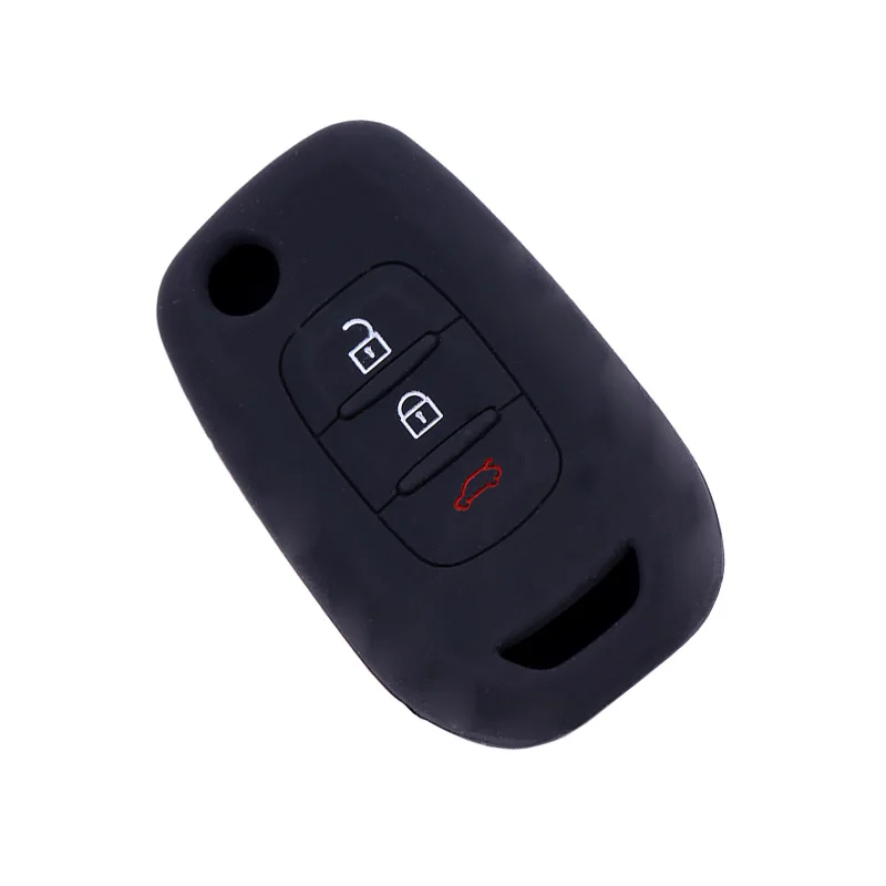 PREISEI-funda de silicona con 3 botones para llave de coche, funda protectora para Renault, Kadjar, Captur, Symbol, Koleos, Megane