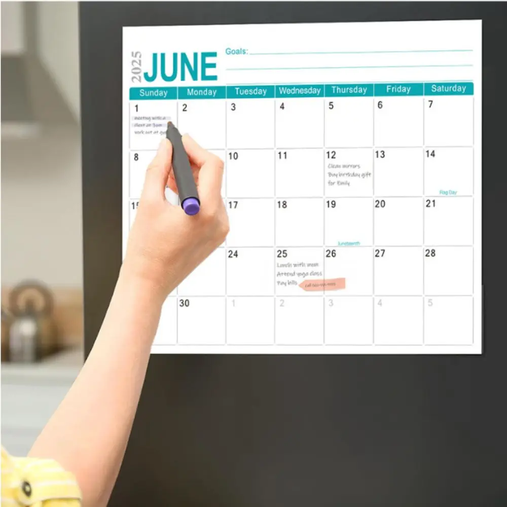 New 2024-2025 Magnetic Calendar 18-Month Monthly Planner Refrigerator Magnet Calendar Year Planning Calendar Home Office