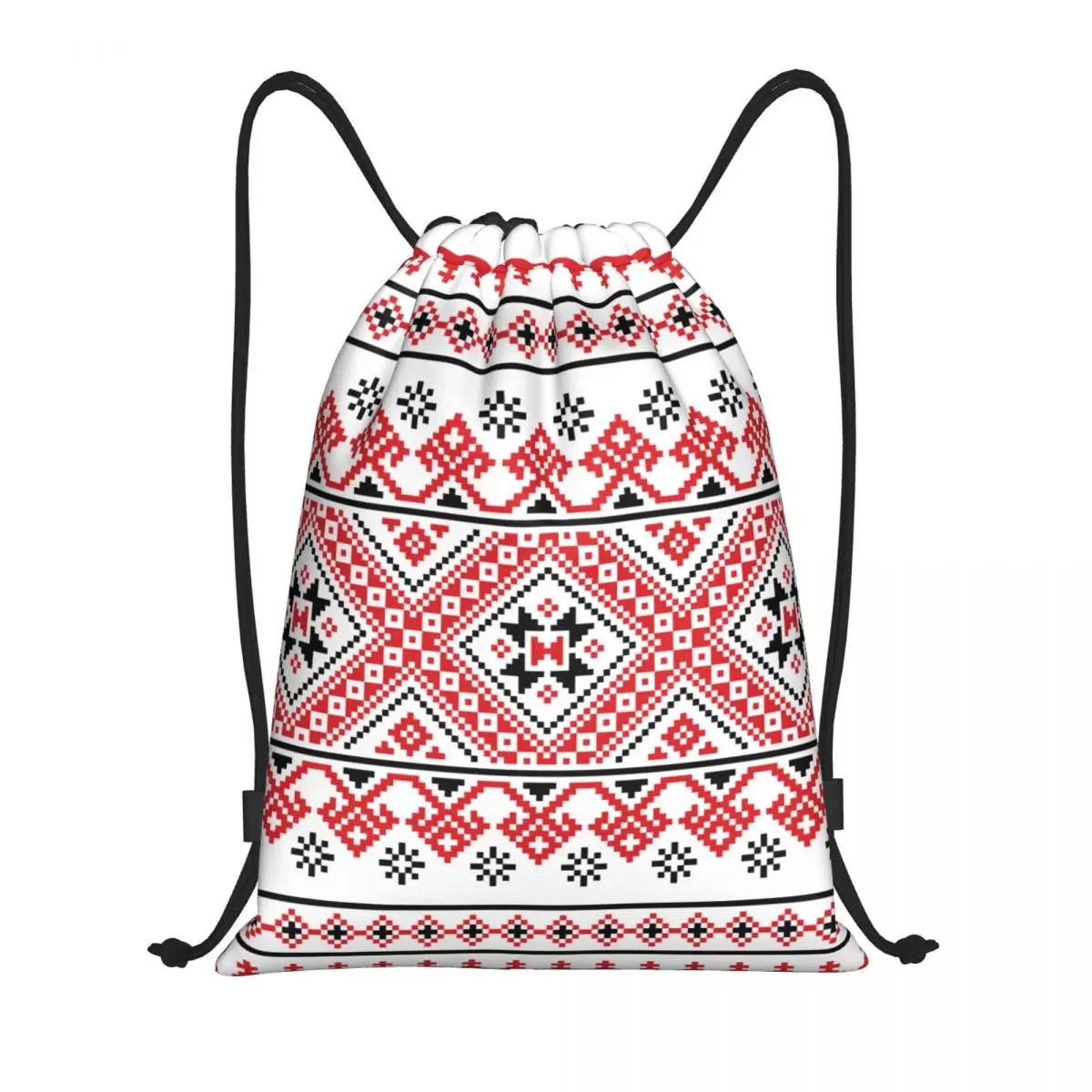 Custom Ukrainian Traditional Embroidery Drawstring Backpack Women Men Sport Gym Sackpack Portable Vyshyvanka Training Bag Sack