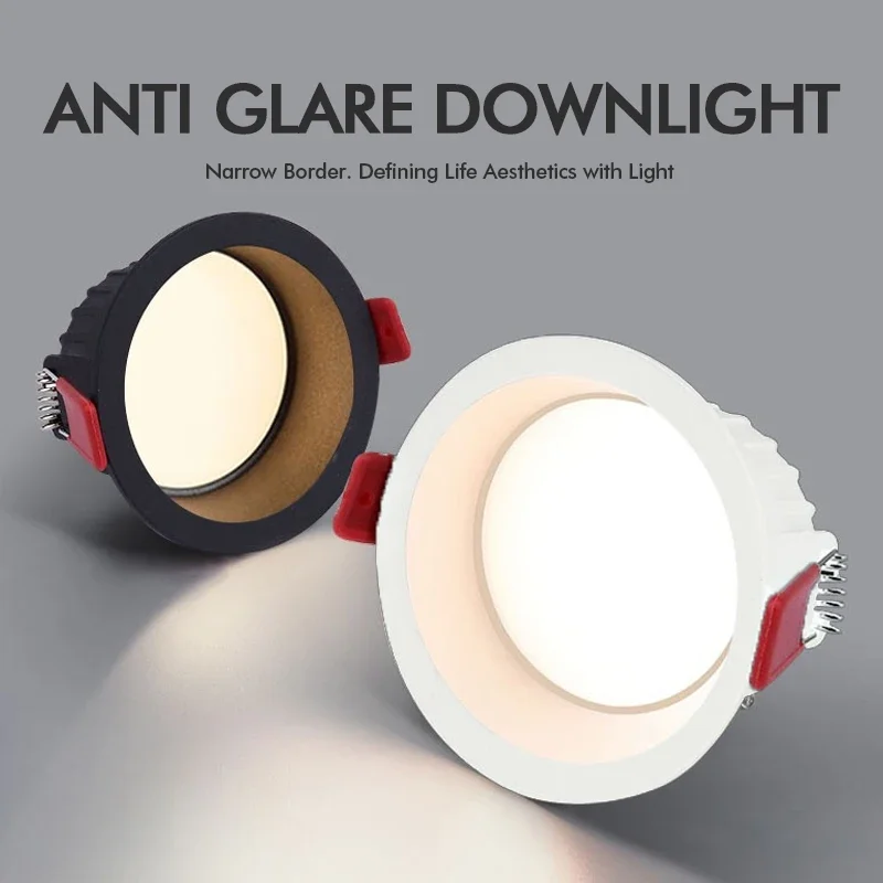 Rond Anti-éblouissement Led SMD2835 encastré Downlights 7w 10w trou taille 7cm plafonnier projecteurs pour éclairage intérieur