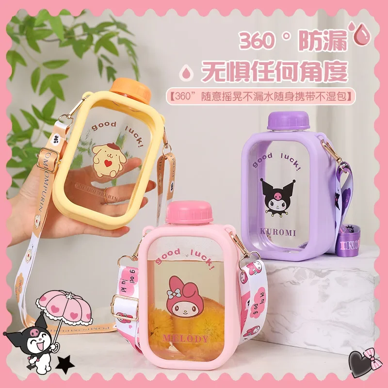 My Melody Kuromi Anime Kawaii MINISO Ins mode cangkir air lucu kartun Ins tahan plastik anak-anak ketel berguna hadiah untuk anak-anak