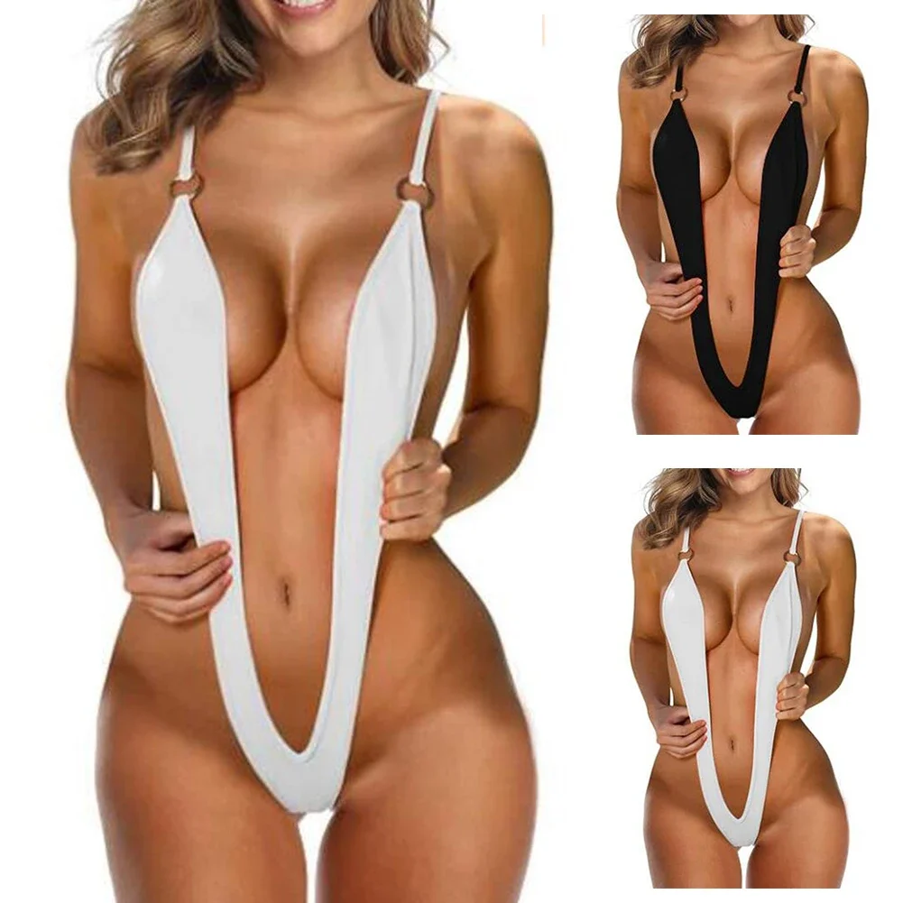 Mulheres sexy tanga bodysuit lingerie pijamas ursinhos exóticos praia biquíni monokini-terno de banho maiô