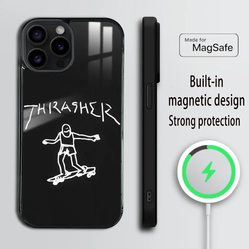 Fashion Design T-ThrasherS Phone Case For iPhone 16 15 14 13 12 11 Pro Max Plus Mini Magsafe Mirror Wireless Magnetic Cover