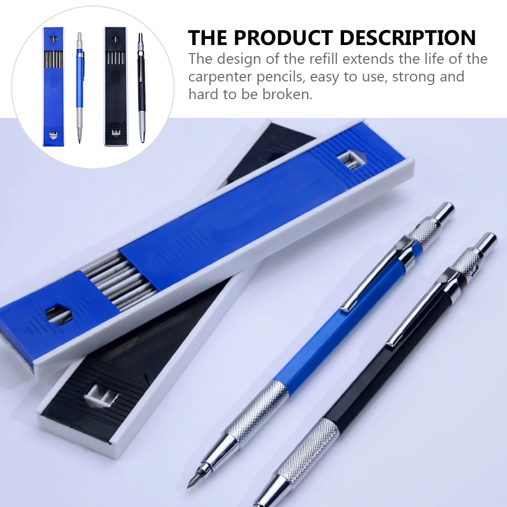 2 Sets Drawing Engineering Pen Carpenter Pencil Office Lead Pencils Mechanical Non-slips Metal