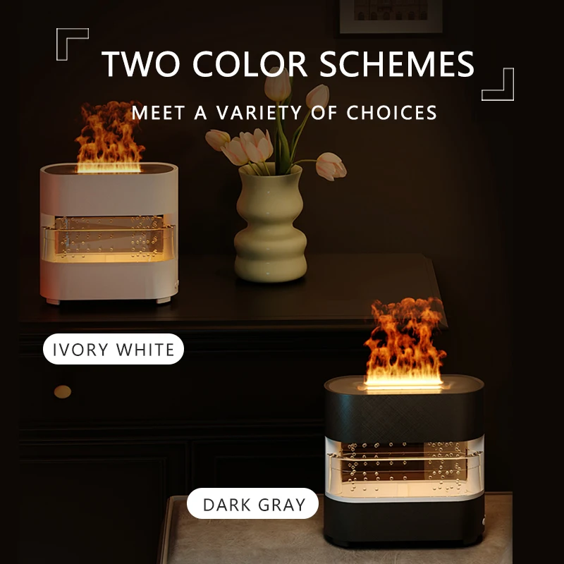 3D Fire Aroma Diffuser Cool Mist Maker Rain Fire Air Humidifier โคมไฟเปลวไฟ Humidifier Diffuser สําหรับห้องนั่งเล่นห้องนอน