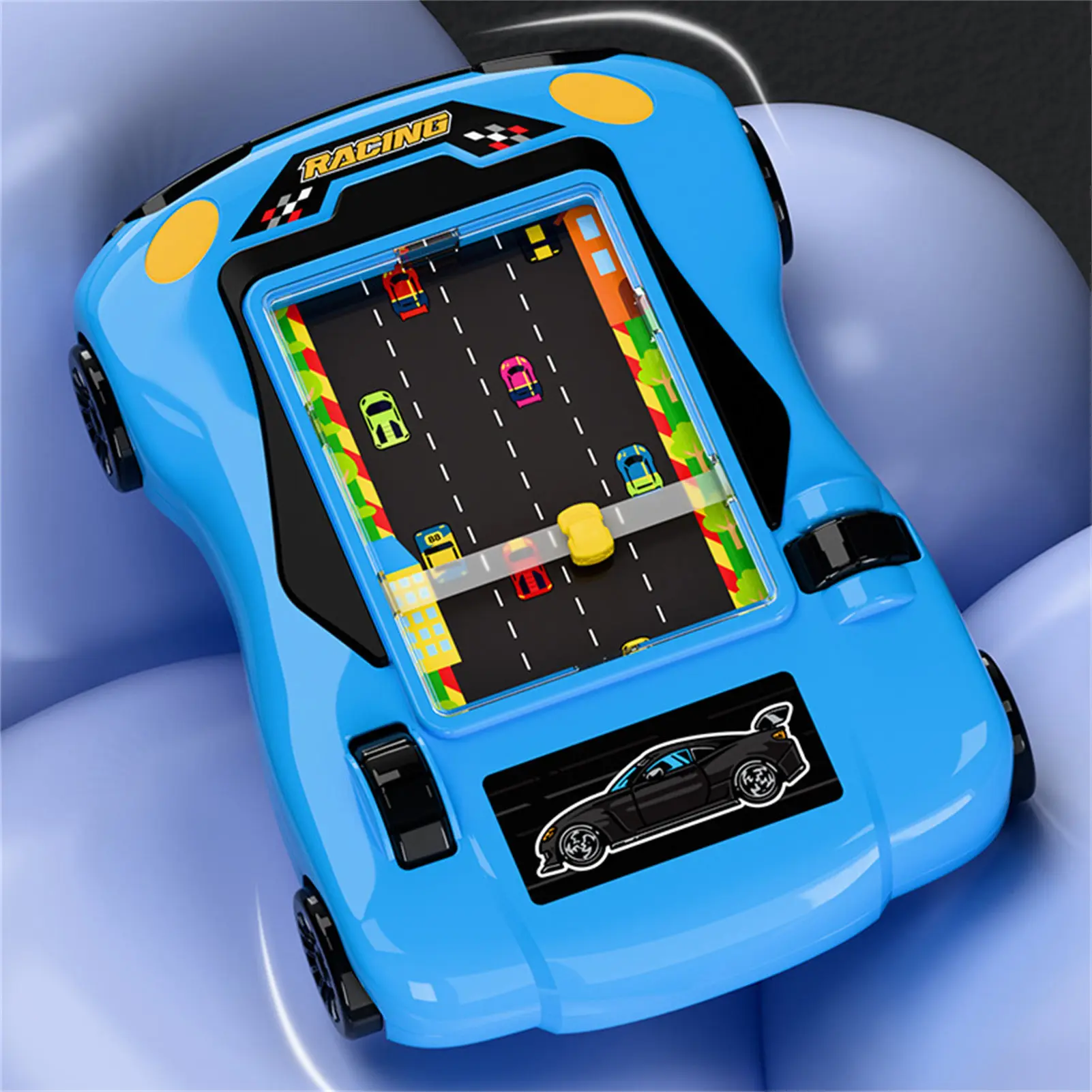 Plastic Racing Game Machine for Indoor Play Kids Educational Simulation Sliding Car Toy with Steering Wheel and Pedals