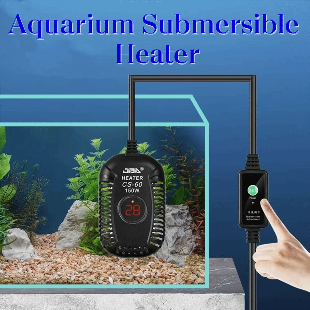 Calentador sumergible de cristal de cuarzo para acuario, varilla calefactora para tanque de peces de bajo nivel de agua ultracorto, ajustable, 25w-150w