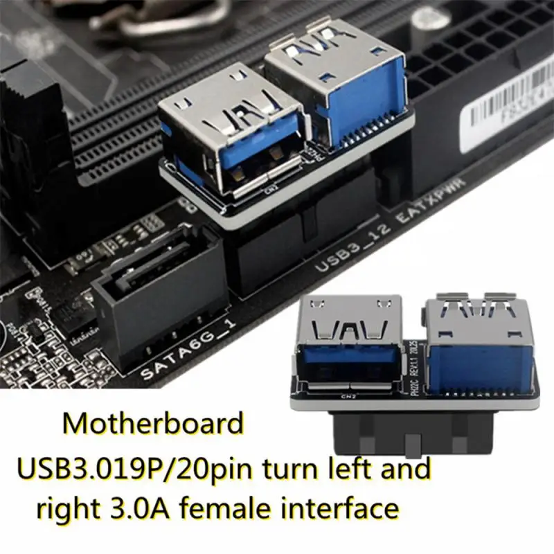 Female Motherboard Adapter USB 3.0 19 20 Pin Socket to Dual USB 3.0 A Splitter Anti-Interference Ability Stability