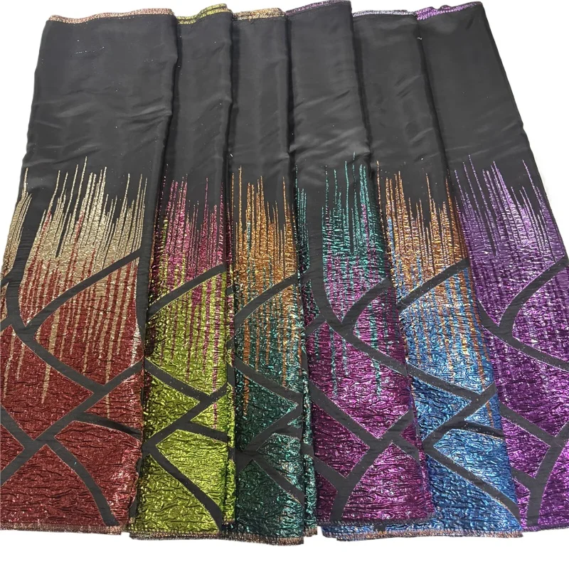 

African Brocade Jacquard Lace Fabric 2025 High Quality 5 Yards Net Lace French Gilding Lace Fabric For Wedding Dress 9L6060502