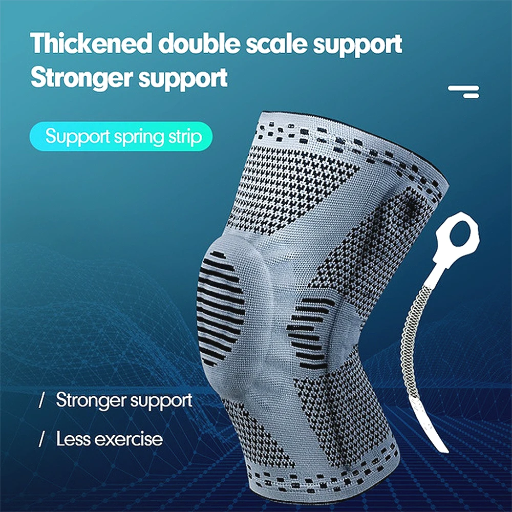 1 Pair M - XXL Sports Compression Knee Support Leg Brace Patella Protector Knitted Silicone Spring Leg Pads Running Basketball