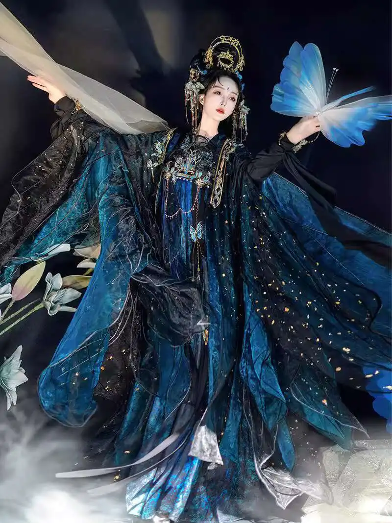 

New Fiesta Carnival Halloween Cos Cosplay Tang System Hanfu Womens fashion Chinese Style Fairyism Big Sleeved Shirt