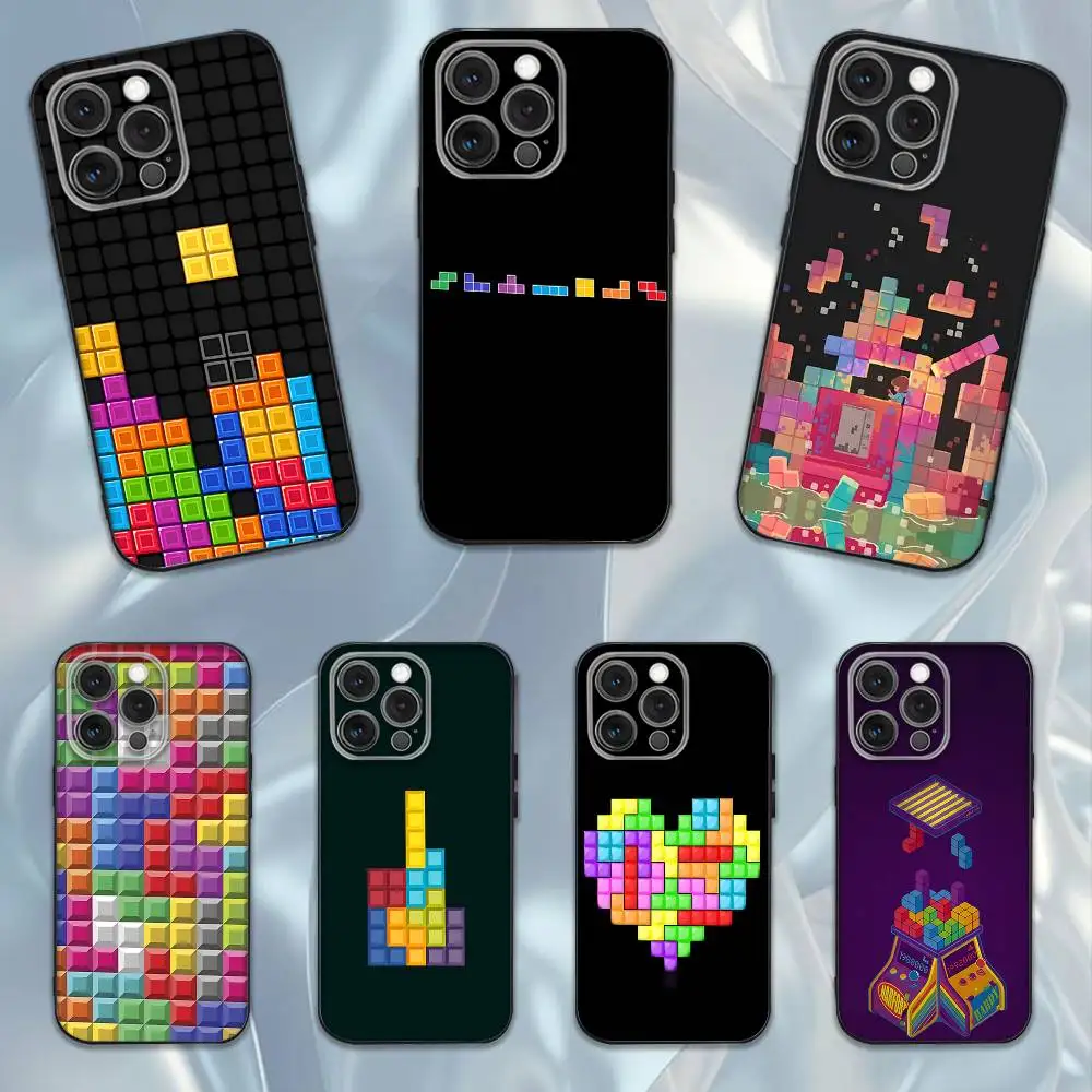 

Game T-Tetris Funny Phone Case For iPhone 16e,16,15,14,13,12,11,Pro,X,XS,Max,XR,Plus,Mini Soft Black Cover