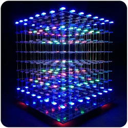 3D8 Color Light Cube DIY Suite Creative Electronic Design 8X8X8 Single Chip Microcomputer Electronic Production Parts