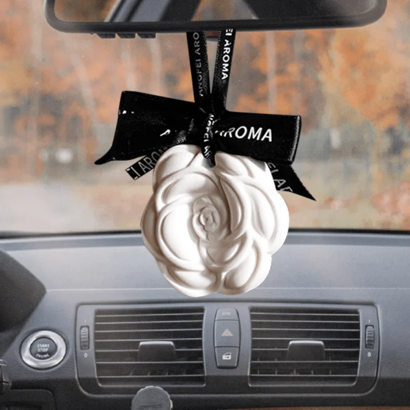 1PC Bow And Flower Design Plaster Car Hanging Ornament Craft Decorative Item