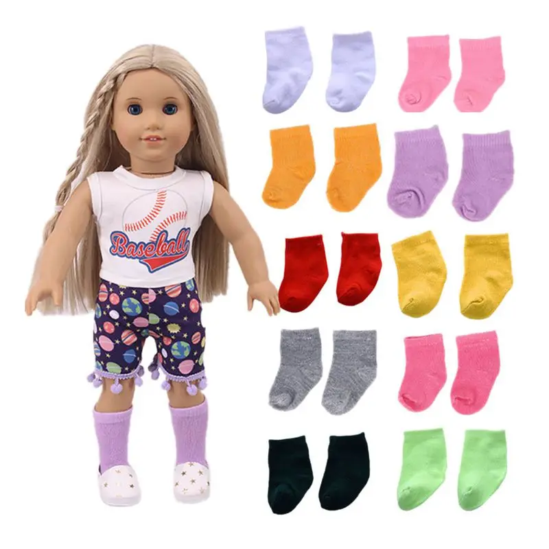 Kawaii 10 Items / Lot Kids Toys =1 Suspenders +Random 1 Sunglasses 1 Socks 5 Hangers 18 Inch Doll Accessories For American Girl