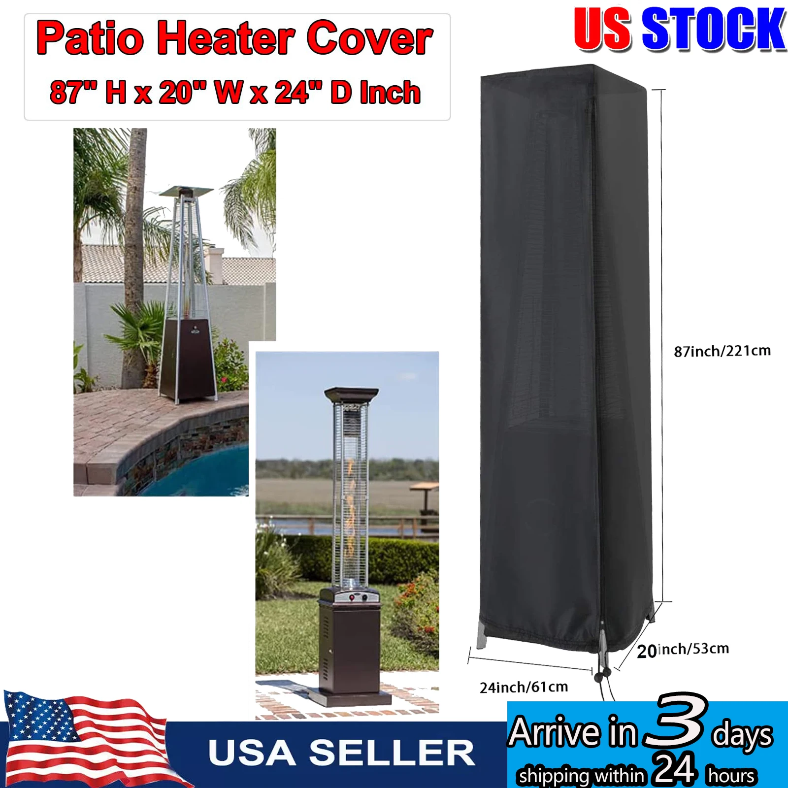 

2/1PCS Pyramid Torch Patio Heater Cover Heavy Duty Standing Patio Heater Protector For Outdoor Triangle Glass Tube Heater