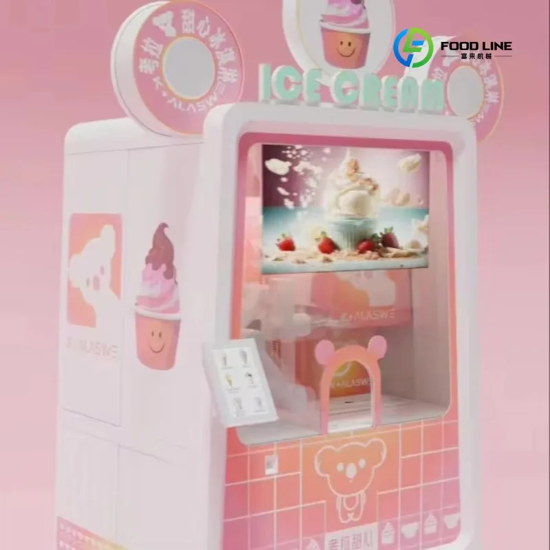 FL Customized The Ice Cream Vending Machine Operates 24 Hours a Day, Featuring an Intelligent Robot with a Six-axis Robotic Arm.