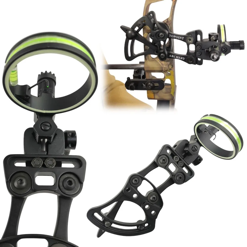 

1pc Archery Compound Bow Sight Fine-Tuning 0.019inch Optical Fiber CNC Aluminium Alloy Aiming Tool for Bow Hunting Accessories