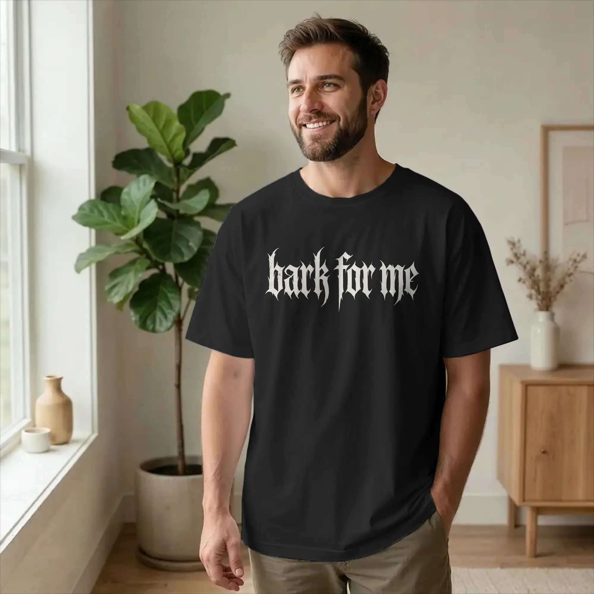 Bark for Me Dog Gothic Grunge T-Shirt Men Funny Leisure 100% Cotton Tee Shirt O Neck Short Sleeve T Shirt 4XL 5XL 6XL Clothes